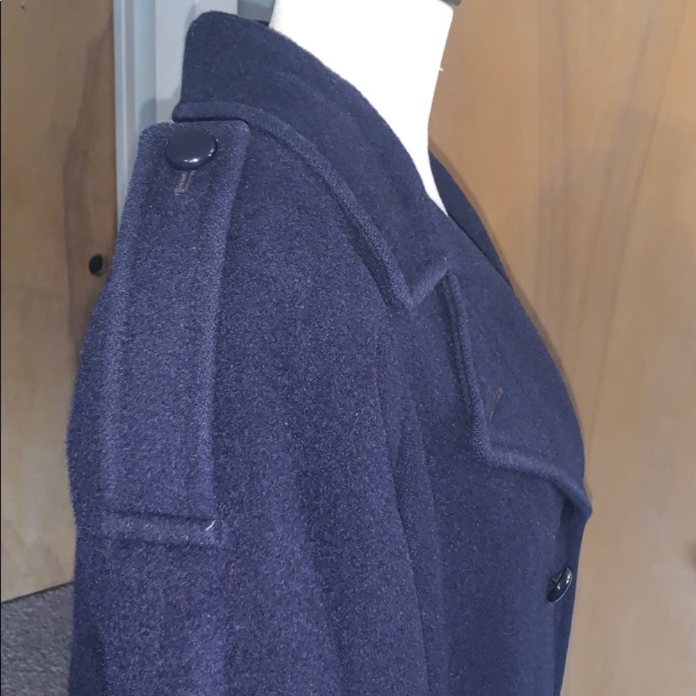 Navy blue double breasted wool coat - Picture 4 of 8